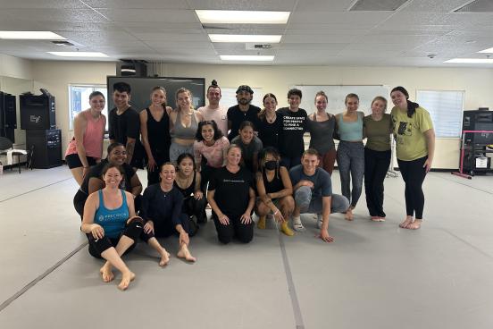 Students posing for a picture in dance studio