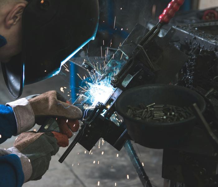 Sparks flying from power tool