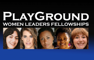 Playground Women Leaders Fellowship with five female headshots in a row below the text