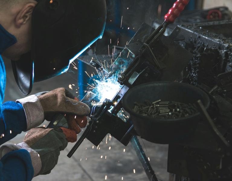 Sparks flying from power tool