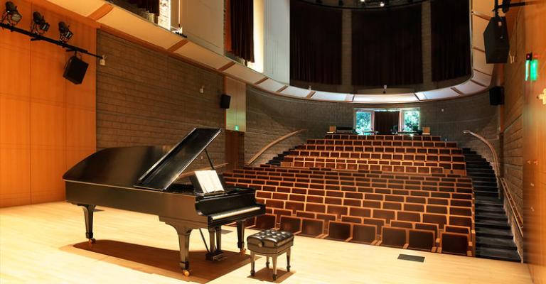 View of Schroeder Hall from Stage