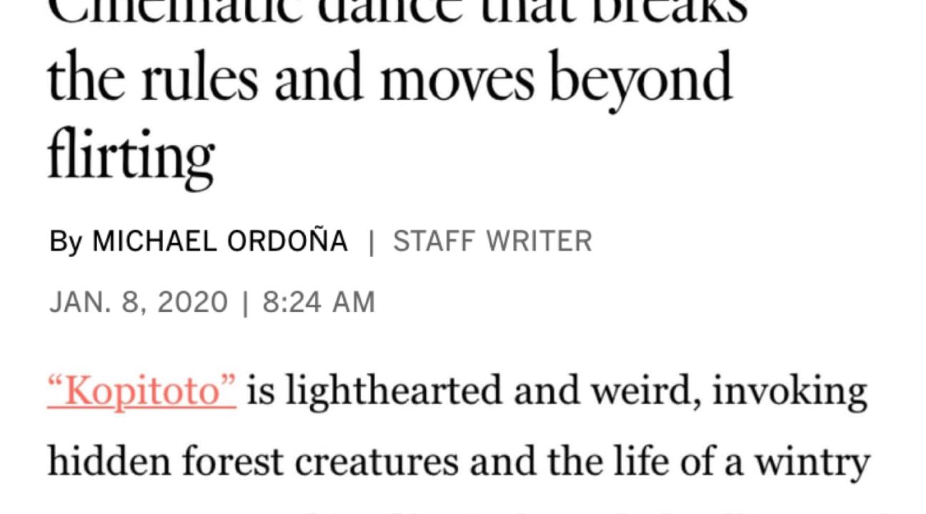 Cinematic dance that breaks the rules and moves beyond flirting article from the Los Angeles Times