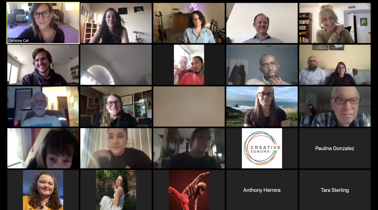 Zoom screen with multiple participants 