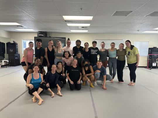 Students posing for a picture in dance studio