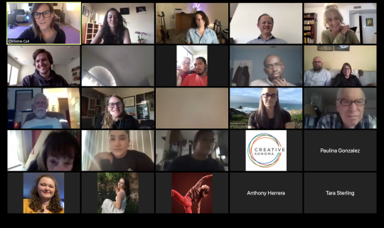 Zoom screen with multiple participants 