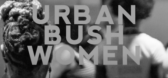 Urban Bush Women with back of head of hair in black and white